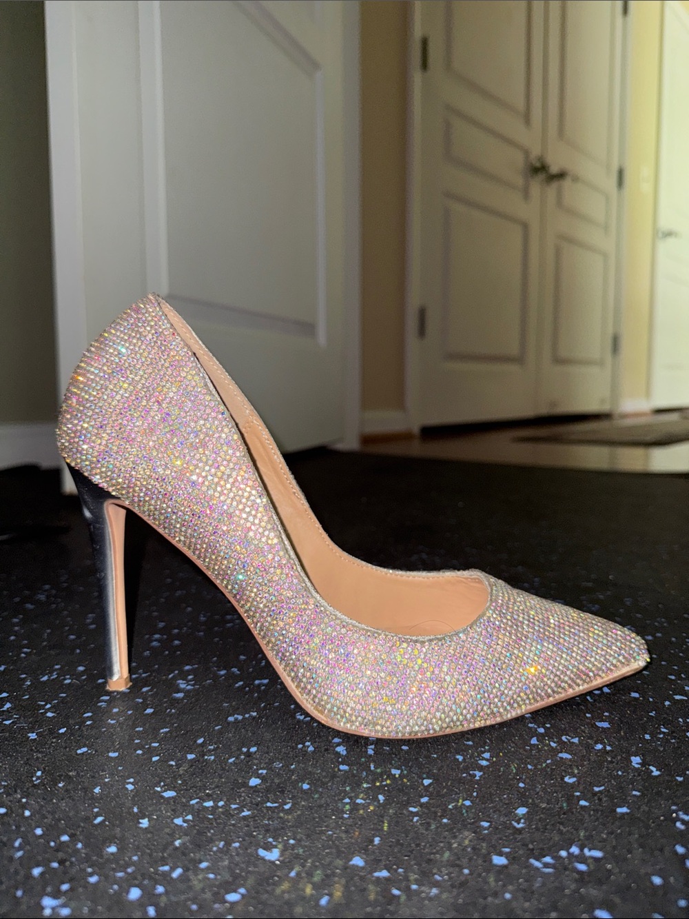 Steve Madden ALTISHA-R Silver Crystal-Embellished Pointed Toe Heels